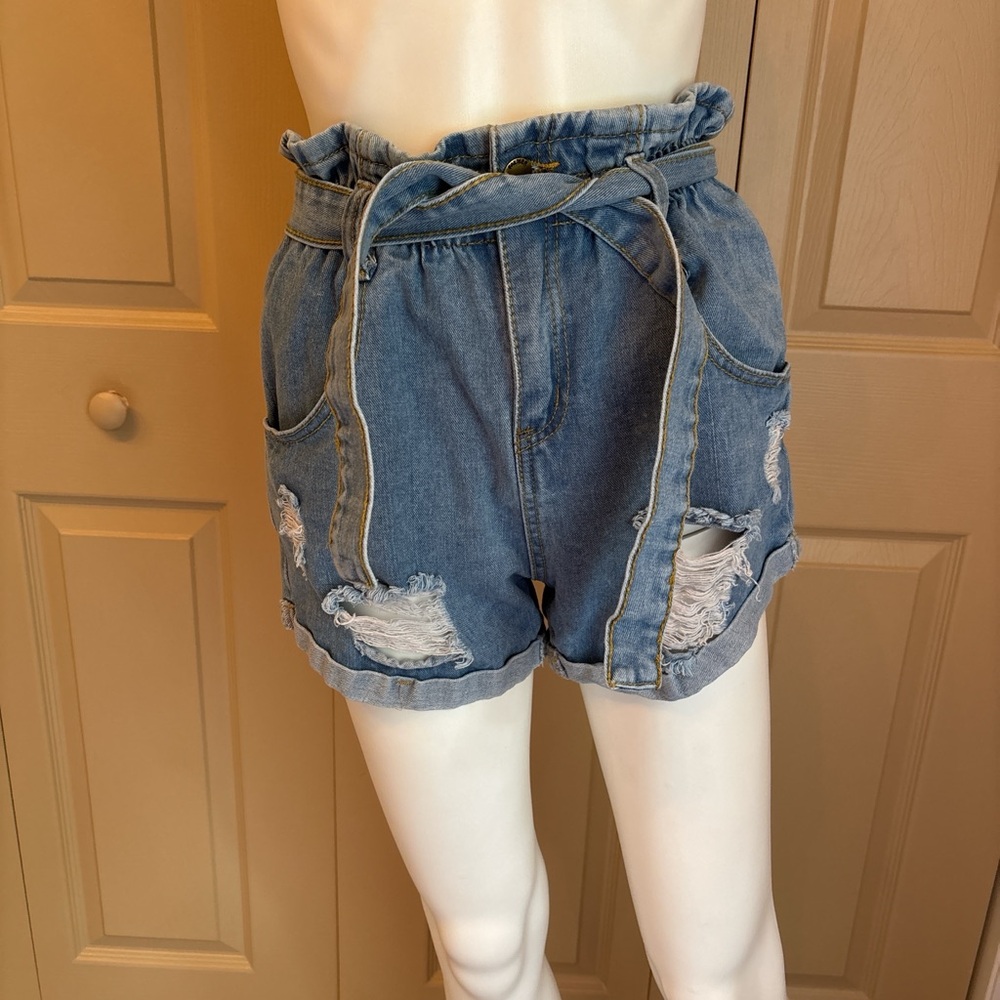 SHEIN elastic waist denim shorts